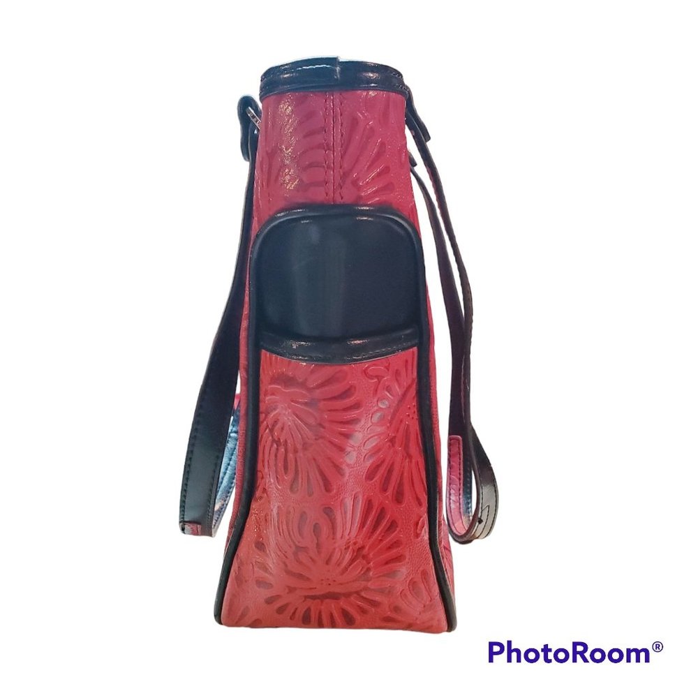 Vtg M.C. Marc Chantal Embossed Red Leather Western Style Shoulder Bag - Picture 3 of 7